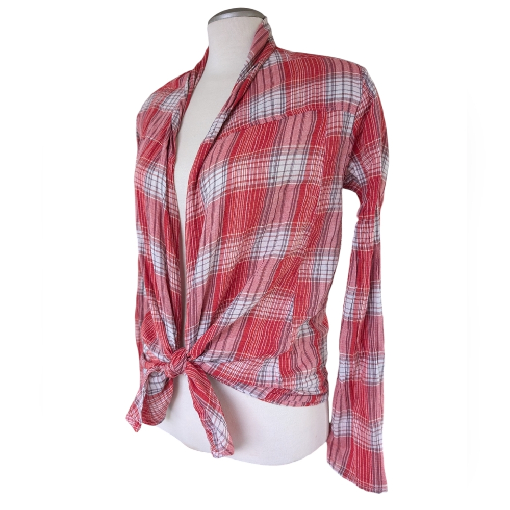 Element red and white plaid tie shirt grunge size large